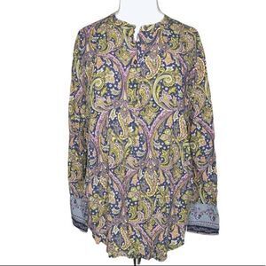 Loft size medium Petite Boho paisley partial button down top